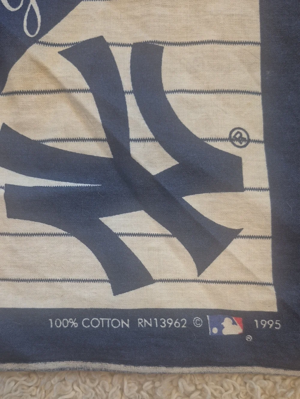Vintage 90s NY Yankees Bandana 1995 New York MLB Baseball Team Logo Handkerchief